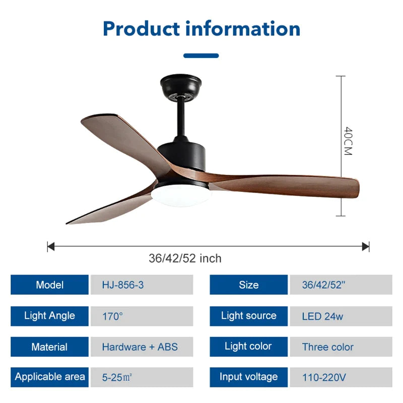 Afralia™ Black Walnut Grain Ceiling Fan with LED Light & Remote Control