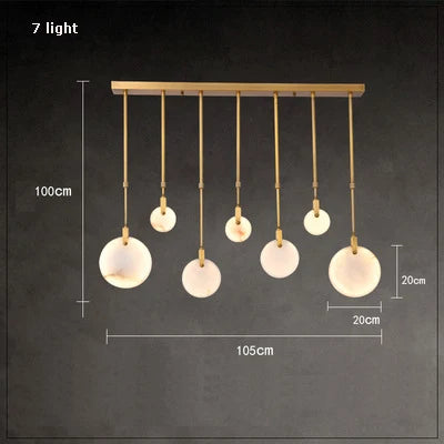 Afralia™ 2025 Art Deco Marble Golden Lustre LED Chandelier Lighting