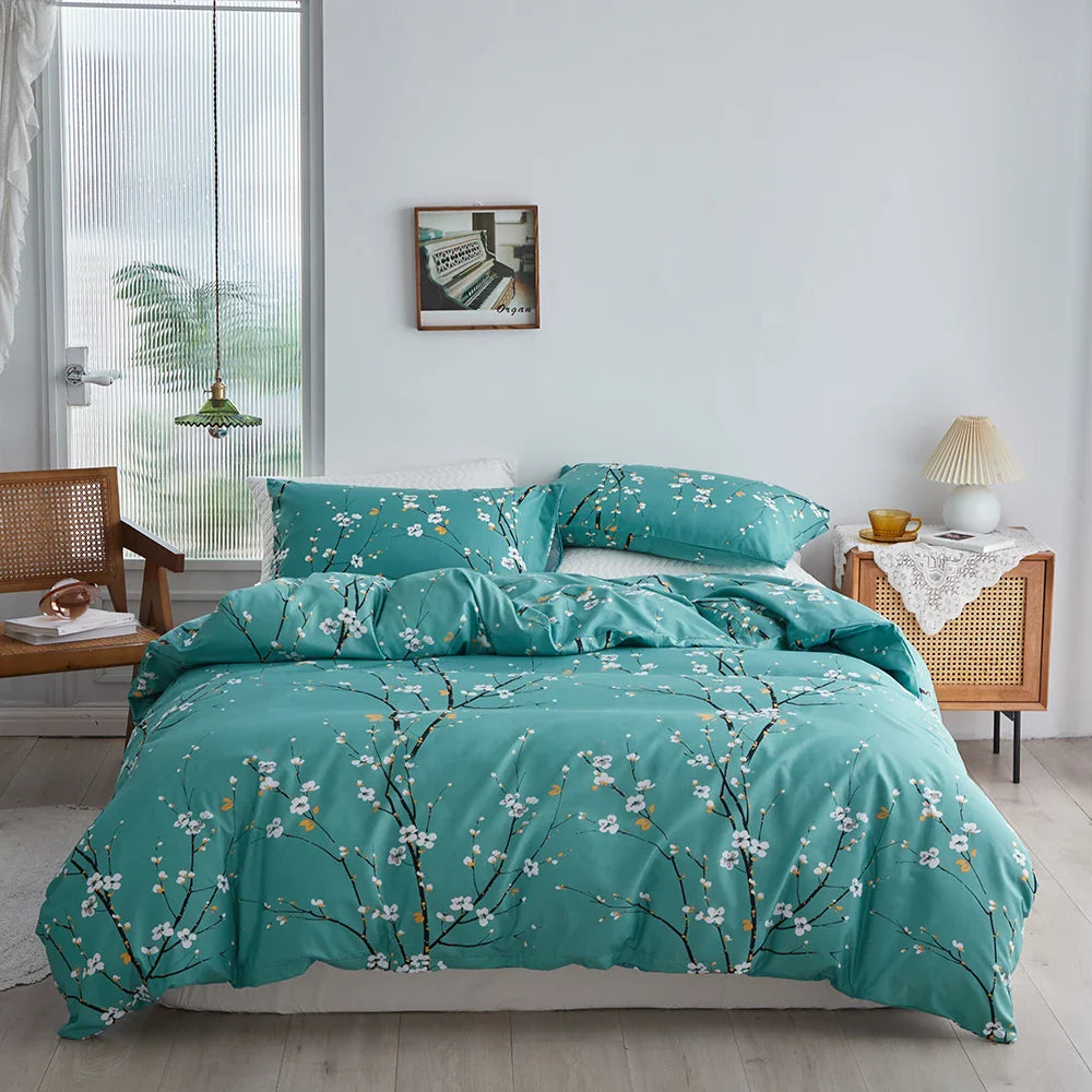 Afralia™ Plum Blossom Queen Duvet Set: Skin-Friendly, Comfortable & Durable