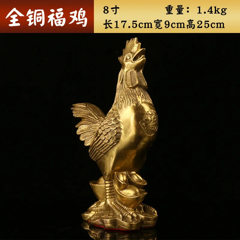 Afralia™ Brass Rooster Fengshui Figurine for Home Office Desktop Decoration