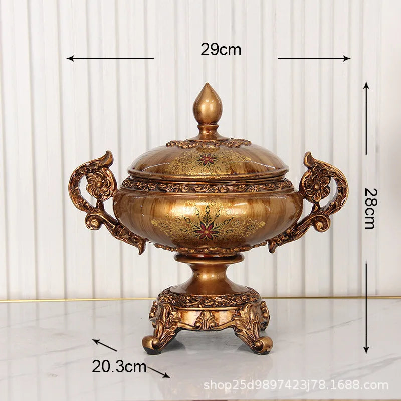 Afralia™ Resin Relief Jar: European Style Decorative Vase & Storage Container