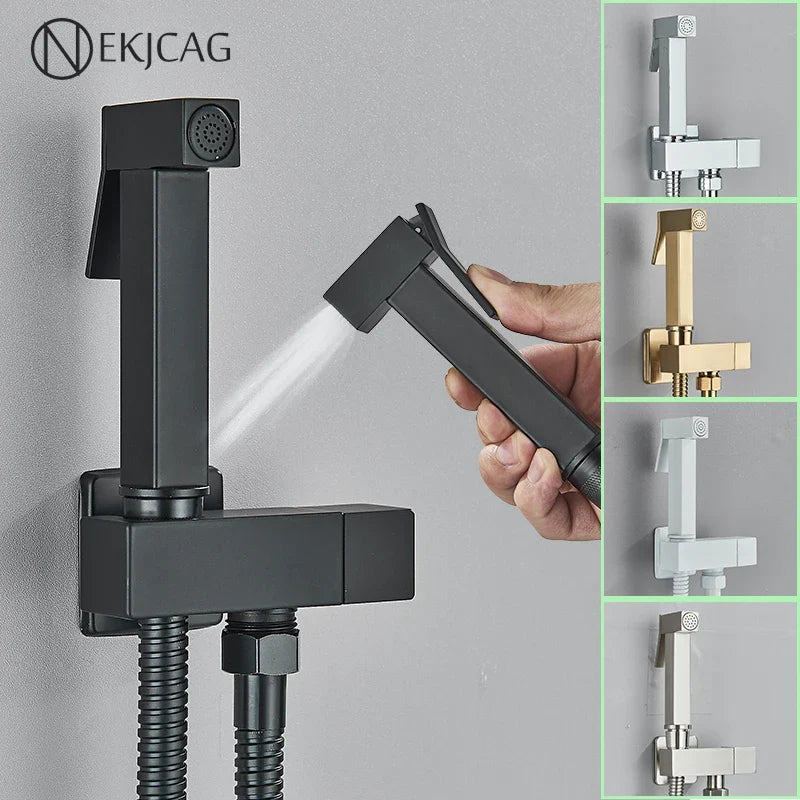 Afralia™ Black Brass Bidet Faucet: Single Cold Water Tap, Handheld Sprayer Gun, Hygienic Shower Cleaner