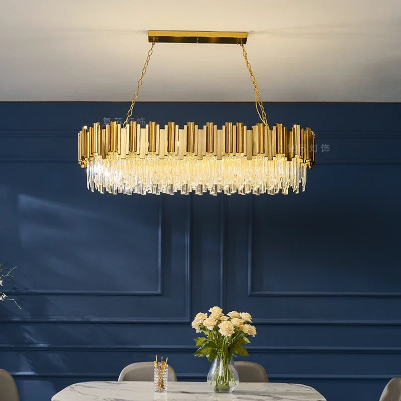 Afralia™ Modern Gold K9 Crystal Chandelier for Luxury Home Decor & Lighting