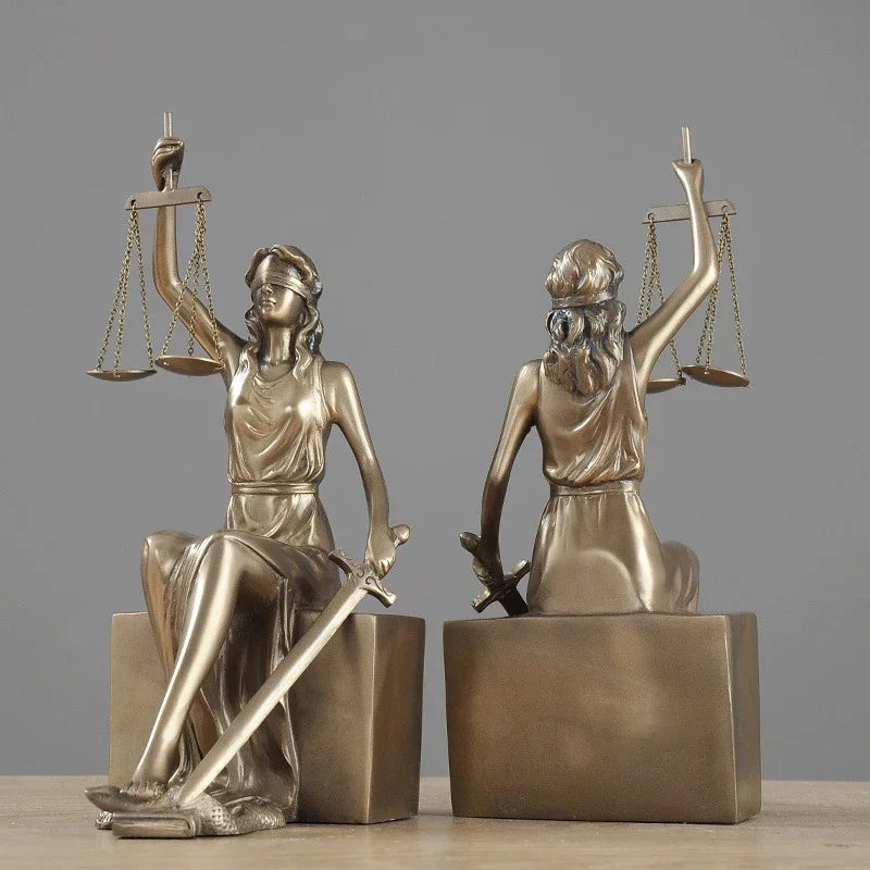 Afralia™ Justice Goddess Statue Bookends: Creative Home Decor for Study Room