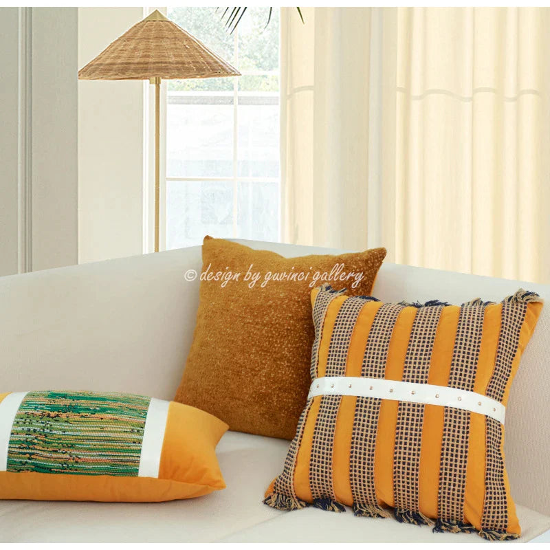 Afralia™ Modern Retro Burnt Sienna Throw Pillow Cover French Fashion Texture