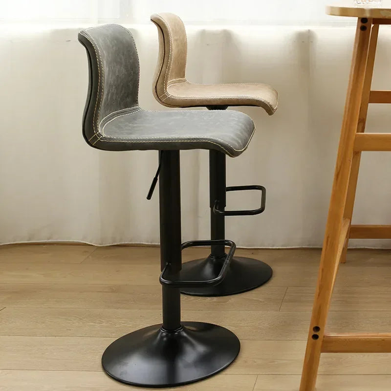 Afralia™ Nordic Minimalist High Stool with Backrest, Adjustable Height & Rotation for Kitchen & Bar
