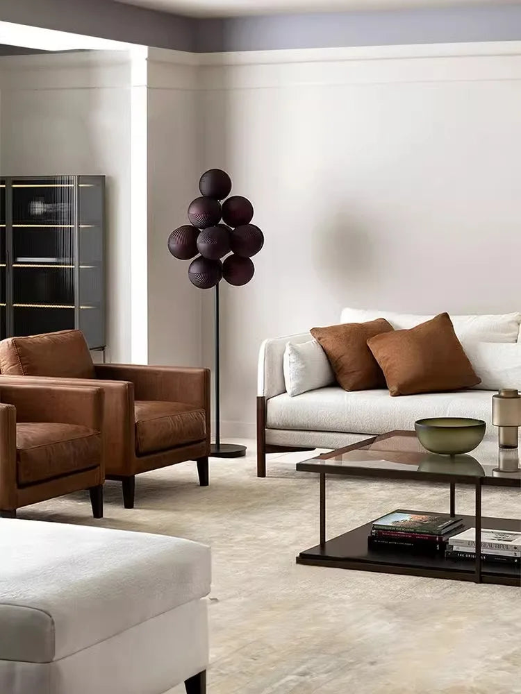 Afralia™ Purple Ripple Grape Ball Lampshade Pendant Chandelier, Modern LED Home Decor Lighting