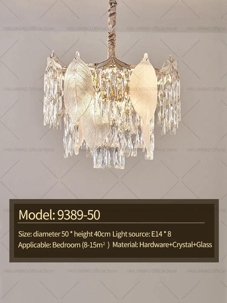 Afralia™ Crystal Leaves Chandelier: Elegant Postmodern Lighting for Living Room, Dining Room, Bedroom