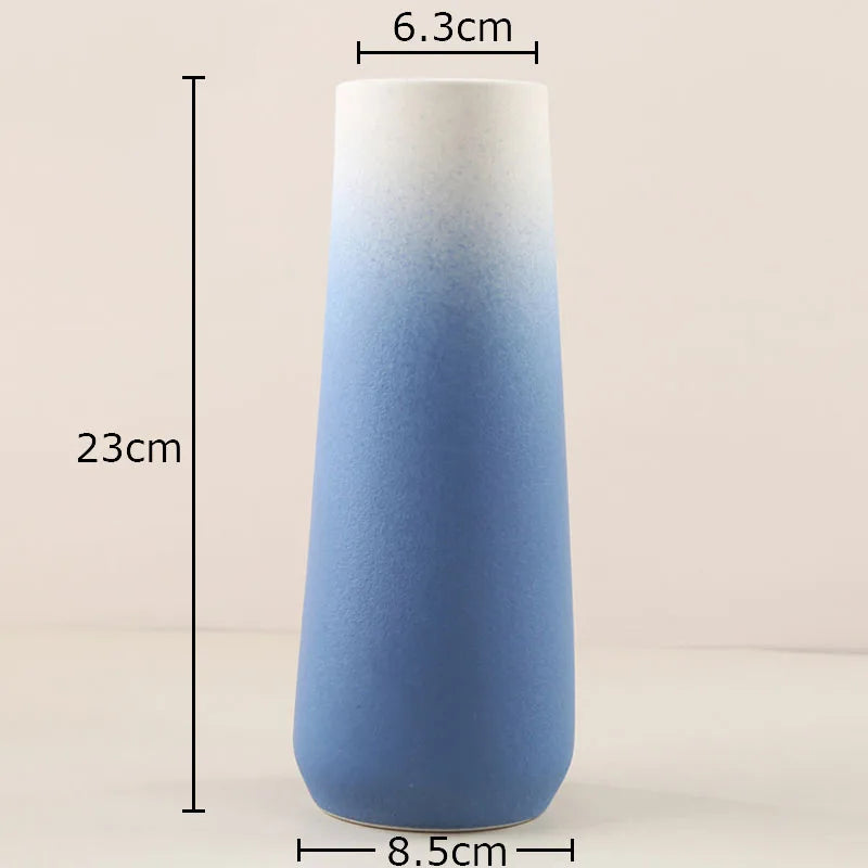Afralia™ Gradient Ceramic Vase Cylinder Desk Decoration Floral Vases Modern Room Decor