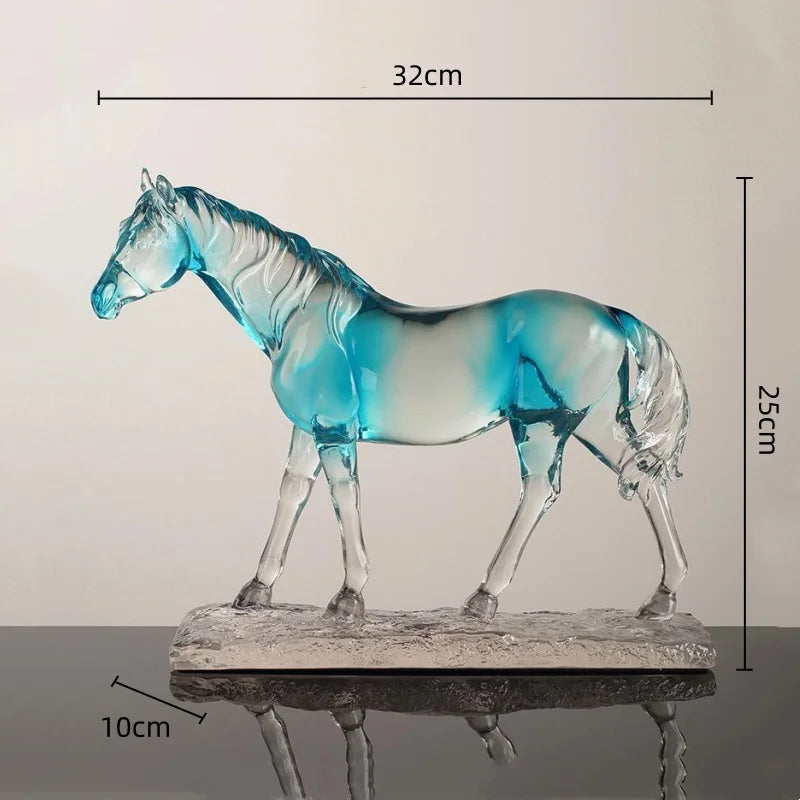 Afralia™ Clear Horse Resin Sculpture Decorative Figurine Home Decoration