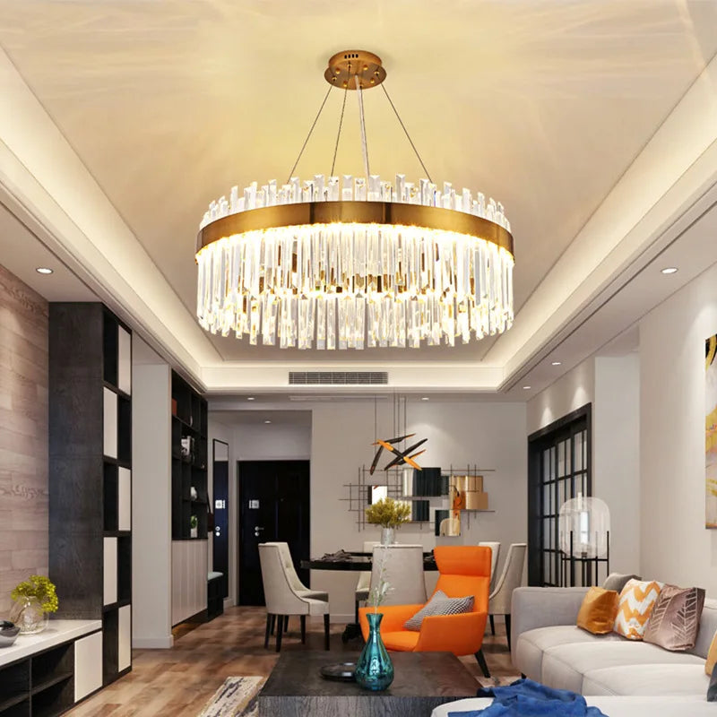 Afralia™ Elegant Crystal Chandelier Pendant Light for Living Room Dining Kitchen Decoration