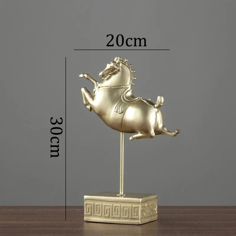 Afralia™ Terracotta Warrior Horse Sculpture Resin Knight Figurine Home Decor Gift