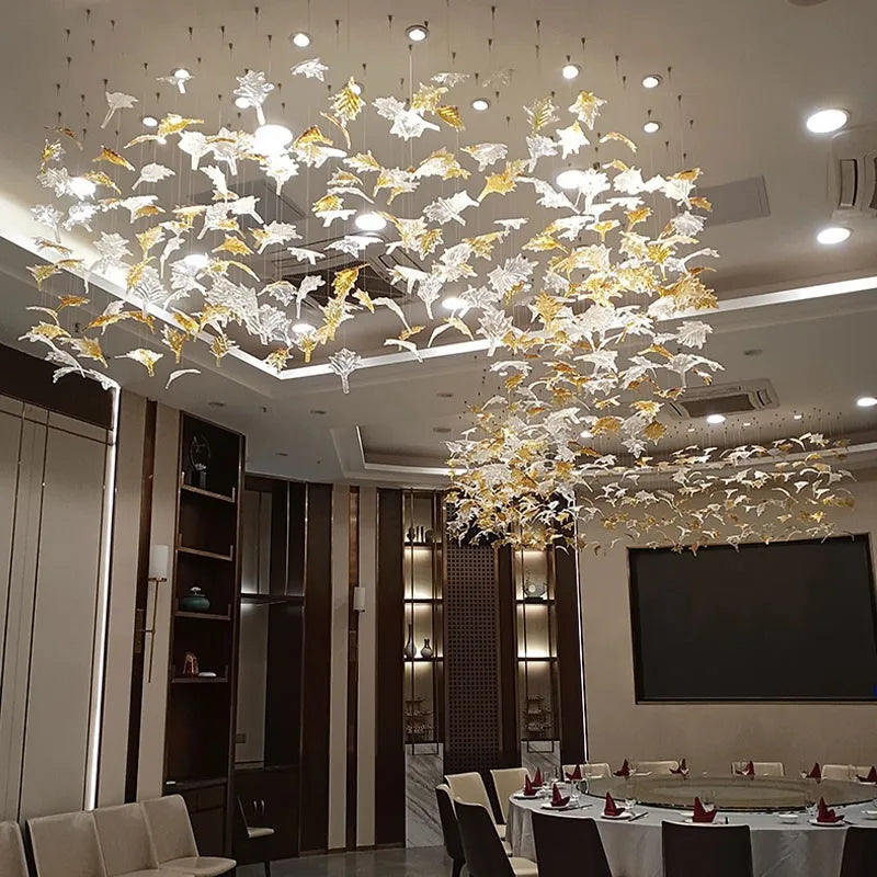 Afralia™ Glass High Ceiling LED Chandeliers Modern Living Room Luxury Design