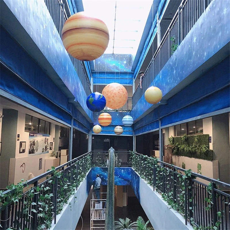 Afralia™ Solar System Planet LED Chandelier: Creative Resin Decorative Lamp for Indoor & Outdoor