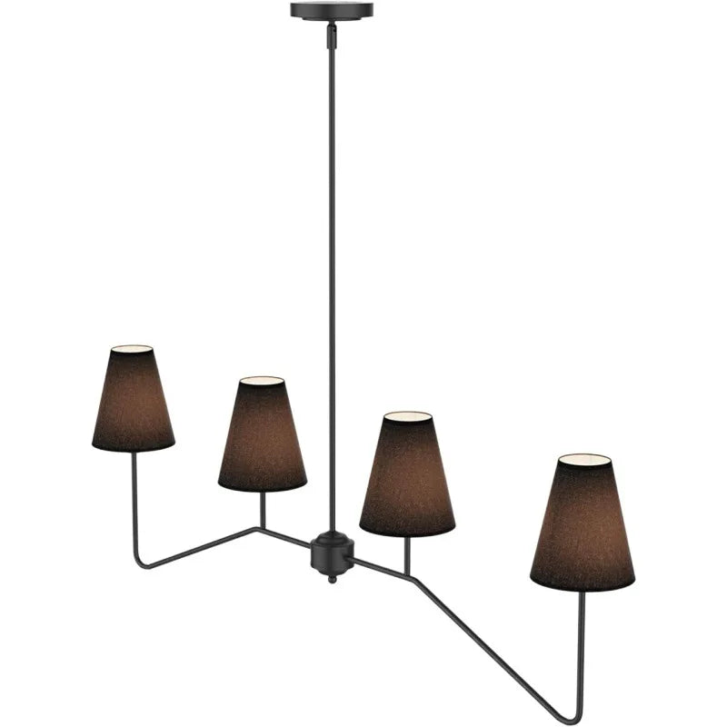 Afralia™ Classic Chandeliers Polished Gold/Black With White Linen Shades