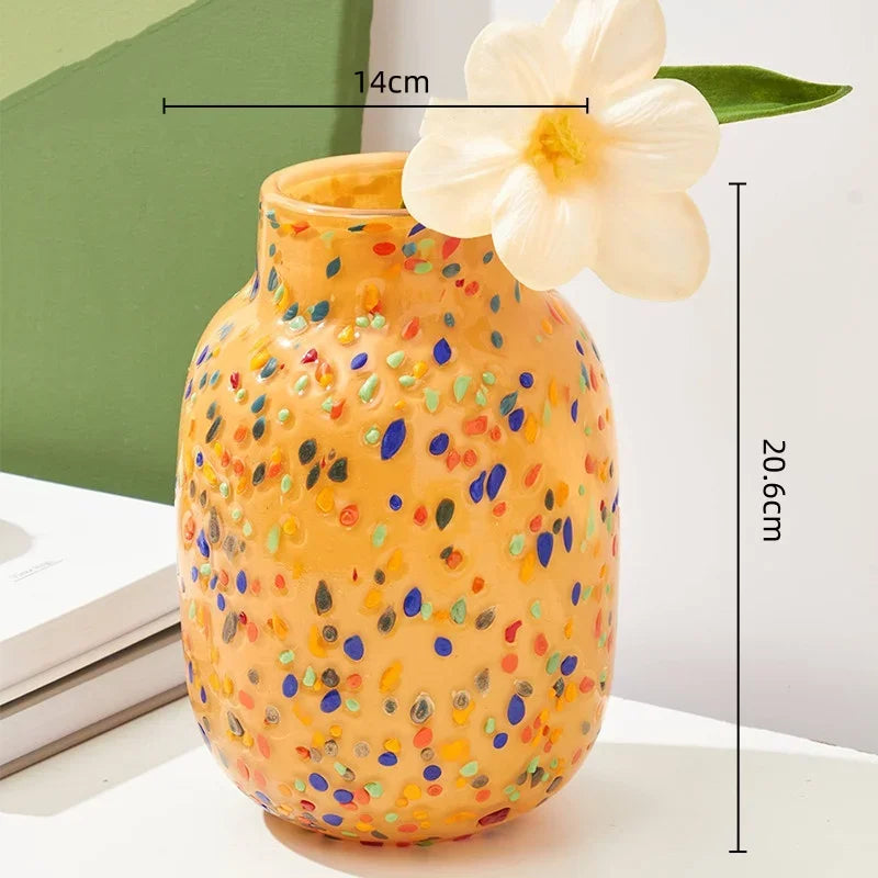 Afralia™ Glass Vase with Colorful Dots for Home Decor & Hydroponic Plants