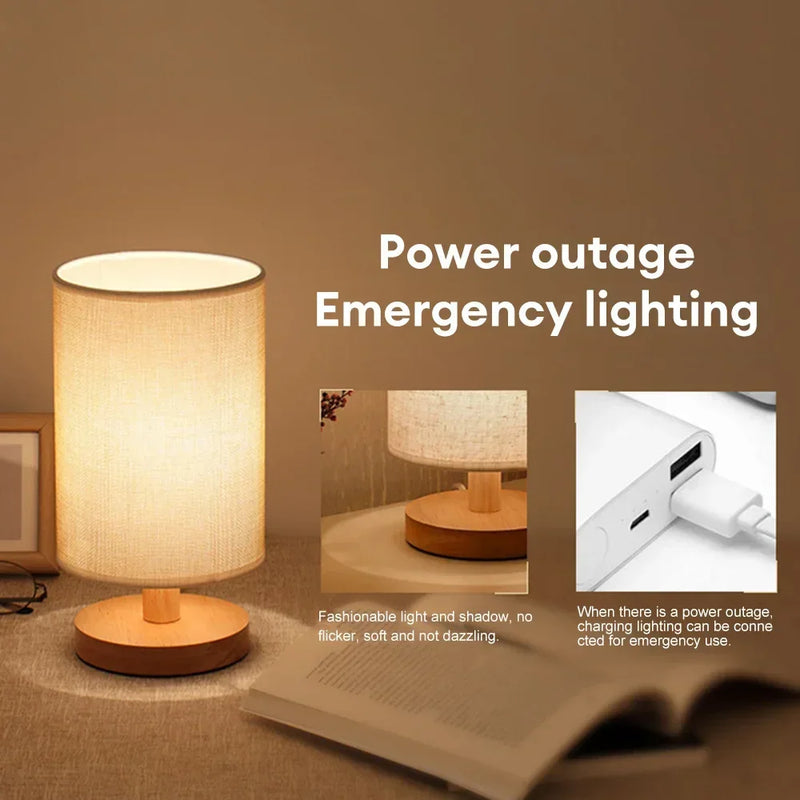 Afralia™ LED Desk Lamp Solid Wood Night Light Eye Protection USB Powered Table Lamp