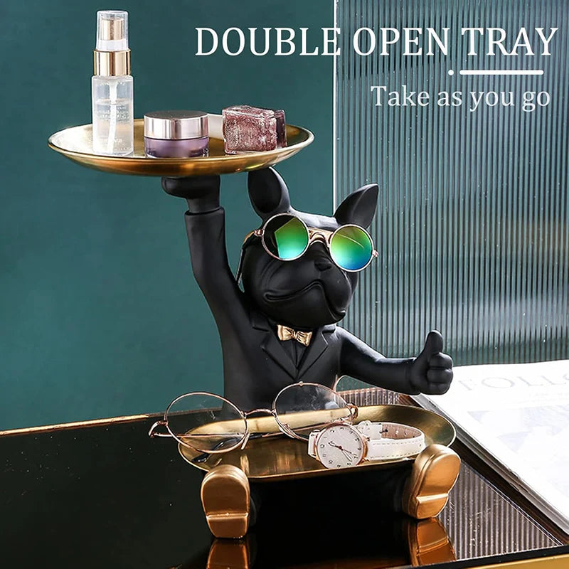 Afralia™ French Bulldog Tray Statue: Stylish Bulldog Storage Decor for Modern Home & Office.