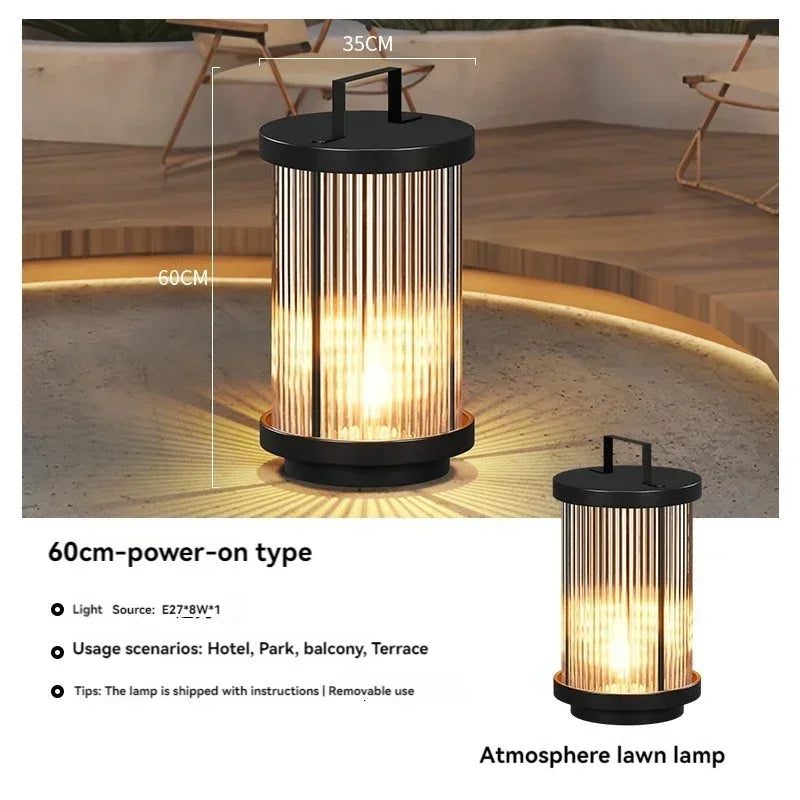 Afralia™ Solar Glass Lantern Garden Floor Lamp for Villa Courtyard Lawn