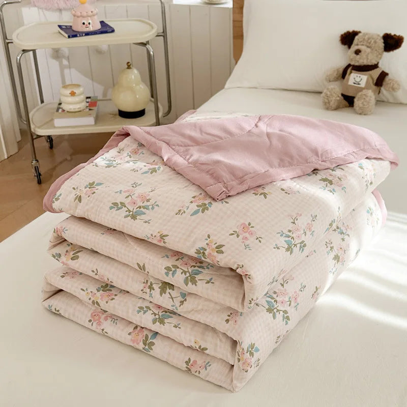 Afralia™ Floral Print Summer Quilt - Soft, Lightweight, Breathable Blanket