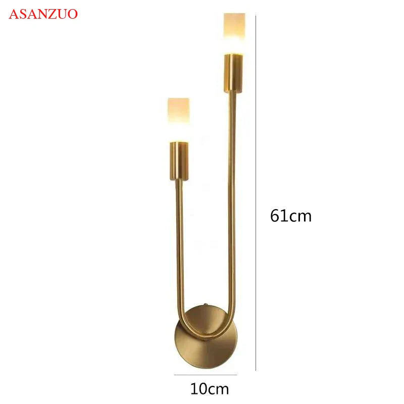 Afralia™ LED Gold Candlestick Wall Light for Indoor Decor and Ambiance