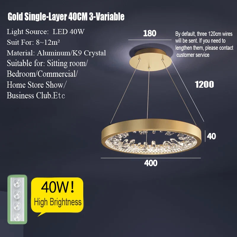 Afralia™ Modern Loft Crystal Chandelier LED Light for Villa Living Room and Bedroom