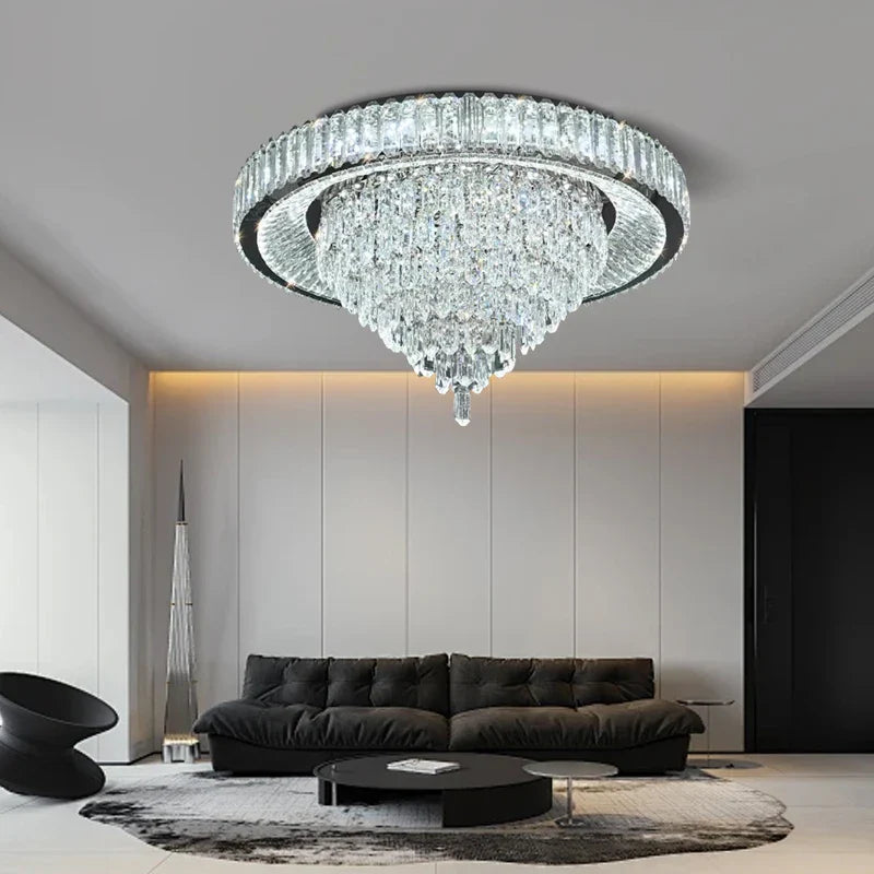 Afralia™ Cone Crystal Ceiling Chandelier - Stainless Steel Luxury Living Room Decoration