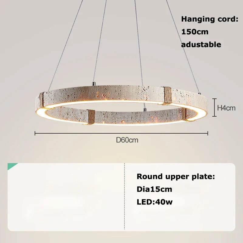 Afralia™ LED Natural Stone Round Linear Chandelier - Dimmable, Ceiling Hanging Lamps