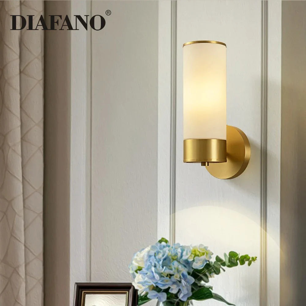 Afralia™ Luxury LED Wall Sconce: Elegant Copper Glass Indoor Light for Home Decor