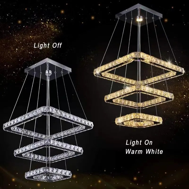 Afralia™ Crystal Triangle Chandelier: Modern K9 Pendant Light for Living & Dining Room