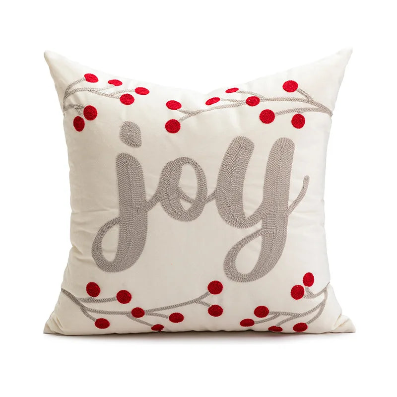 Afralia™ Red Geometric Merry Christmas Embroidered Cushion Cover, Tufted Holiday Party Decor