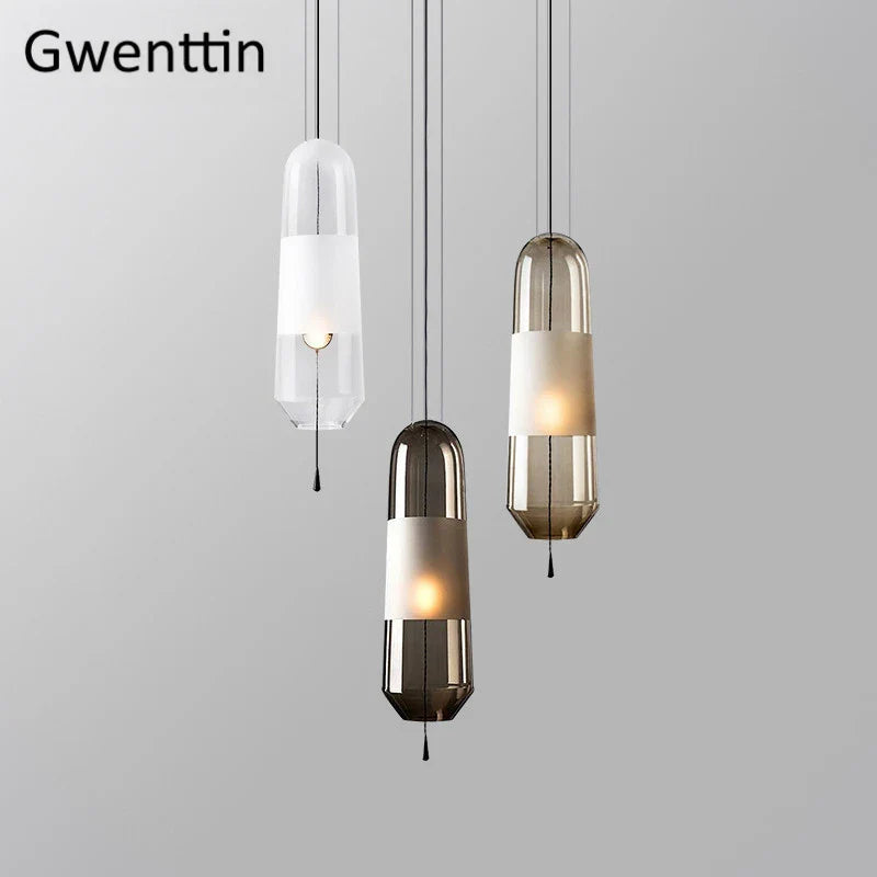 Afralia™ Glass Pendant Lights for Dining Room Bedroom, LED Industrial Hanging Lamp, Modern Home Decor