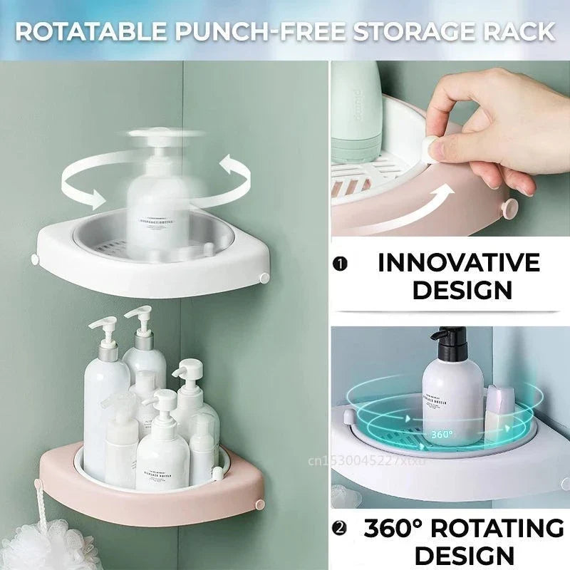 Afralia™ Rotatable Corner Shelf: Wall Mounted Triangle Rack for Bathroom and Kitchen Storage