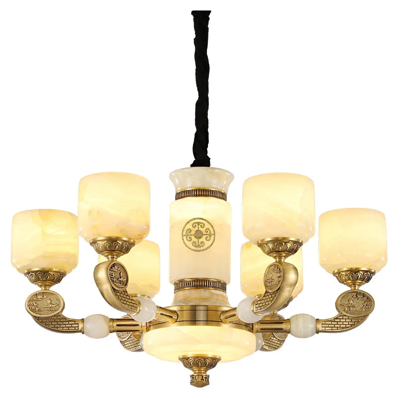 Afralia™ Jade Copper Chandelier: Luxury European Style for Living Room, Bedroom, Dining Room Lighting