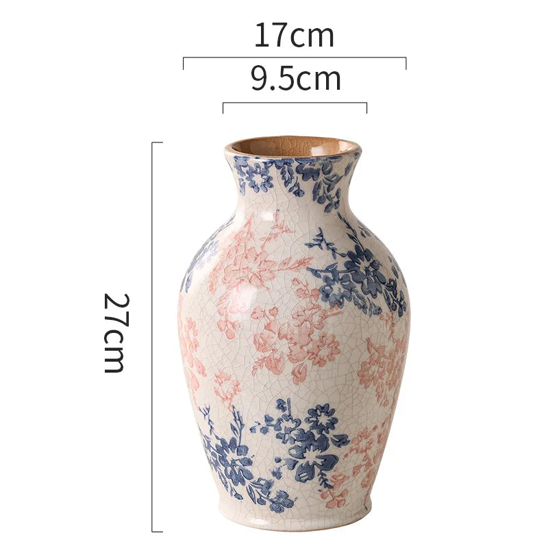 Afralia™ Blue & White Ceramic Vase, Chinese-style Handcrafted Flower Vase - Home Decoration