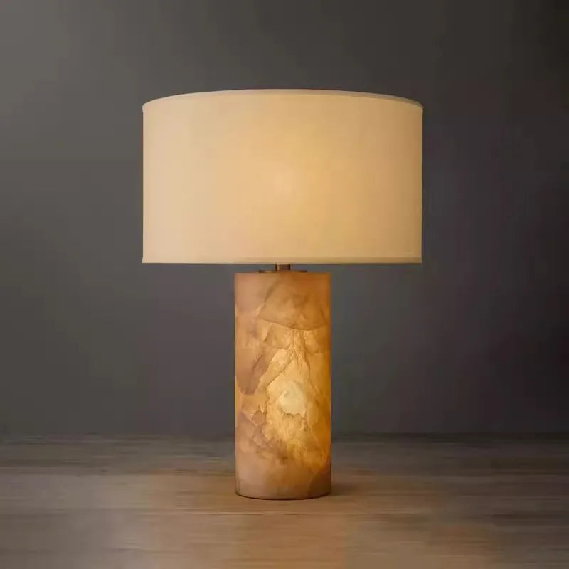Afralia™ Luxury White Stone Base Marble Table Lamp for Hotel, Cafe & Store