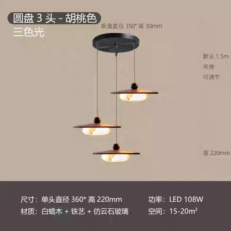 Afralia™ Zen Marble Glass Wood LED Pendant Lights for Home Decor