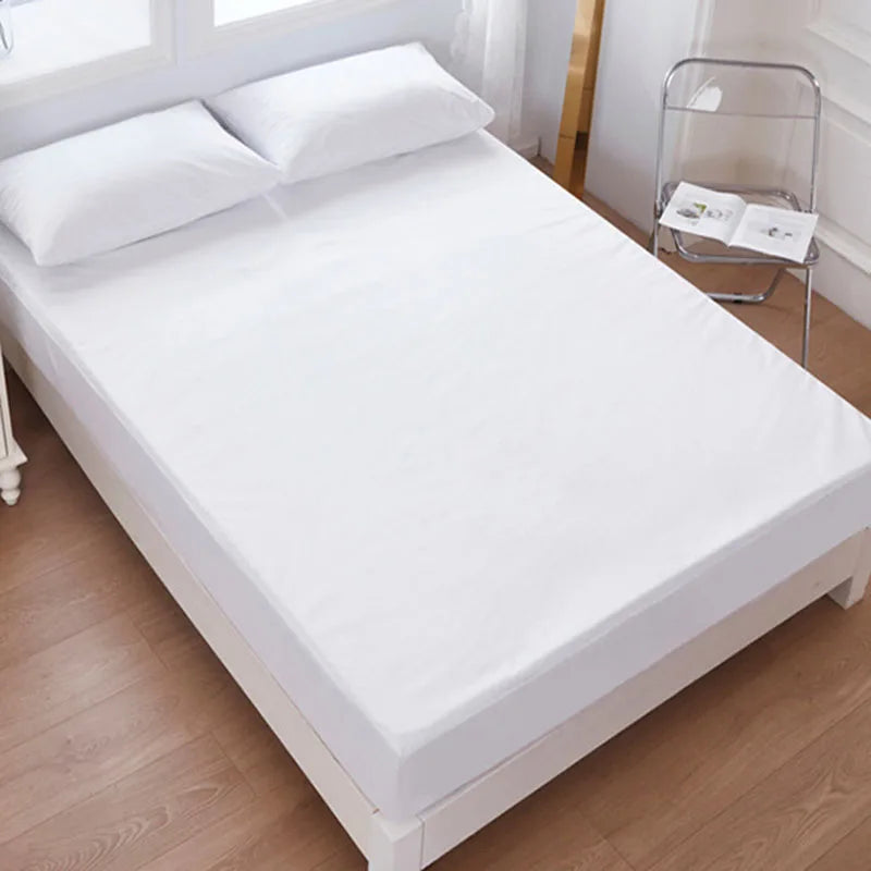 Afralia™ Waterproof Brushed Bedsheet, Solid Color Single Bed Cover with Elastic Band