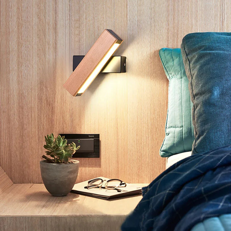 Afralia™ Nordic Wood LED Wall Lamp: Modern Adjustable Lighting for Home Decor