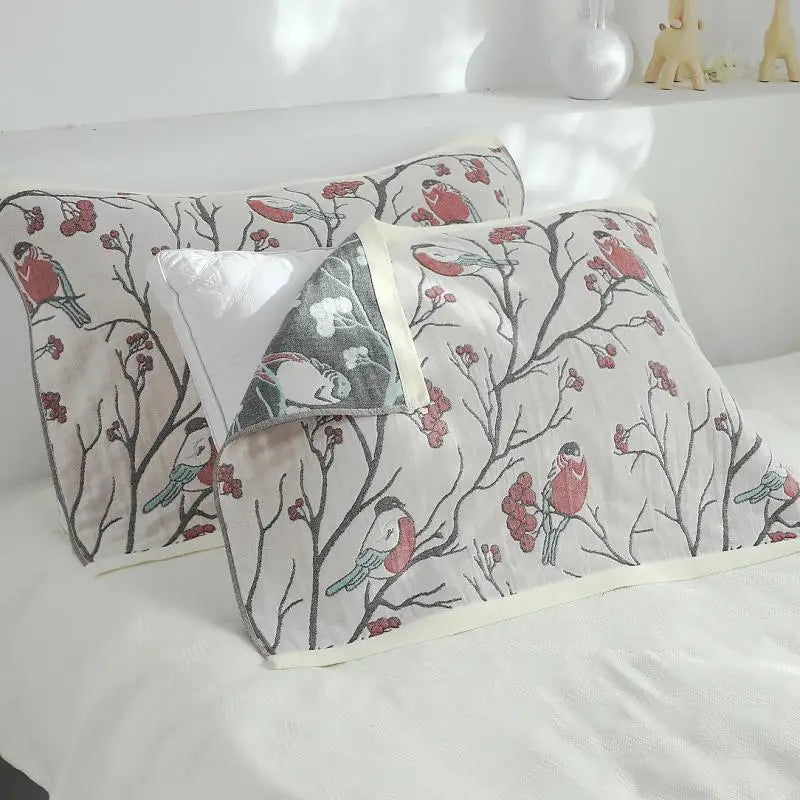Afralia™ Six-Layer Gauze Cotton Pillowcase Set