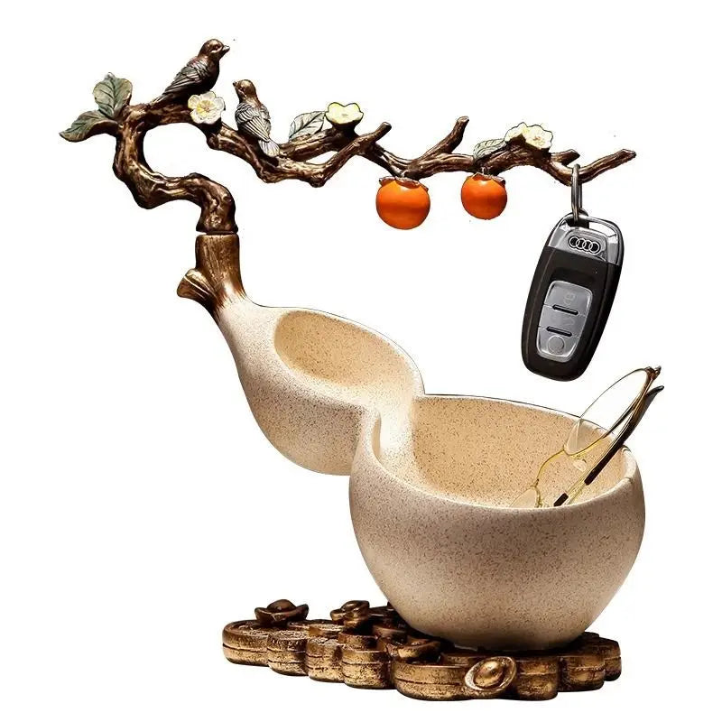 Afralia™ Chinese Gourd Key & Desktop Storage Decoration for Wealth Attraction