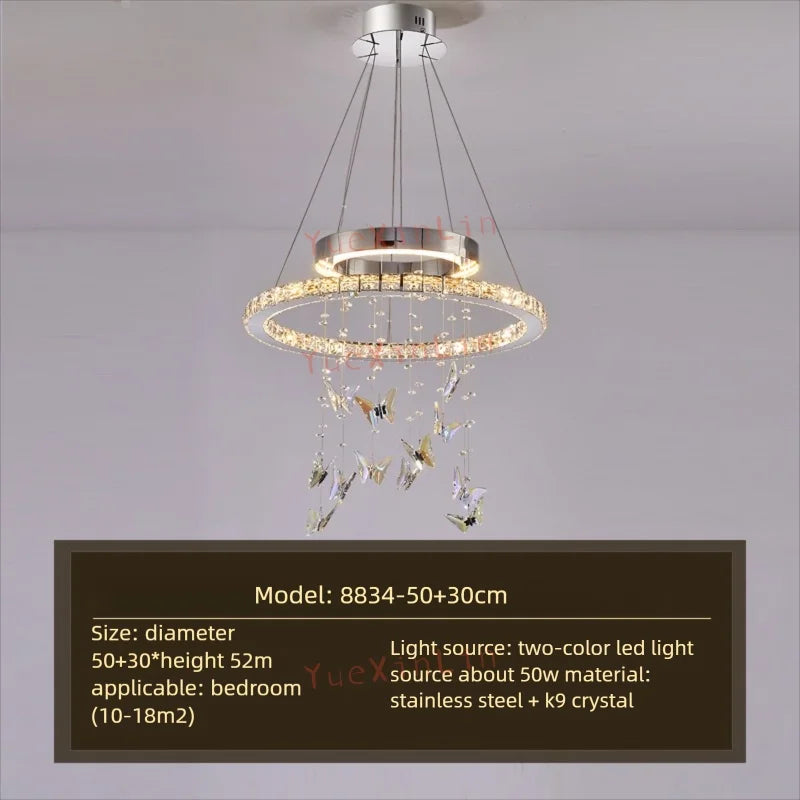 Afralia™ Butterfly Crystal Pendant Chandelier: Modern Luxury for Living, Dining, Bedroom, and Bar