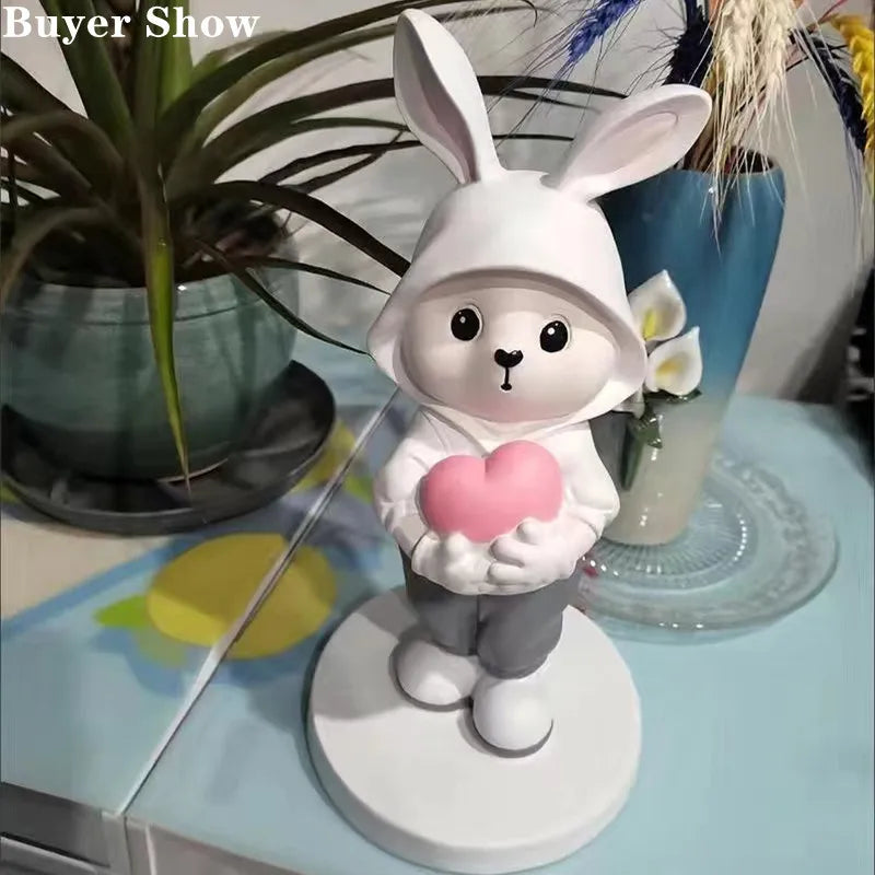 Afralia™ Cute Rabbit Desk Figurines, Cartoon Home Decor, Nordic Arts, Crafts Supplies