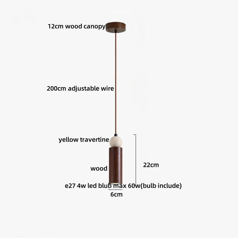Afralia™ Wabi Sabi LED Pendant Lamp Wood Yellow Stone Modern Hanging Lights