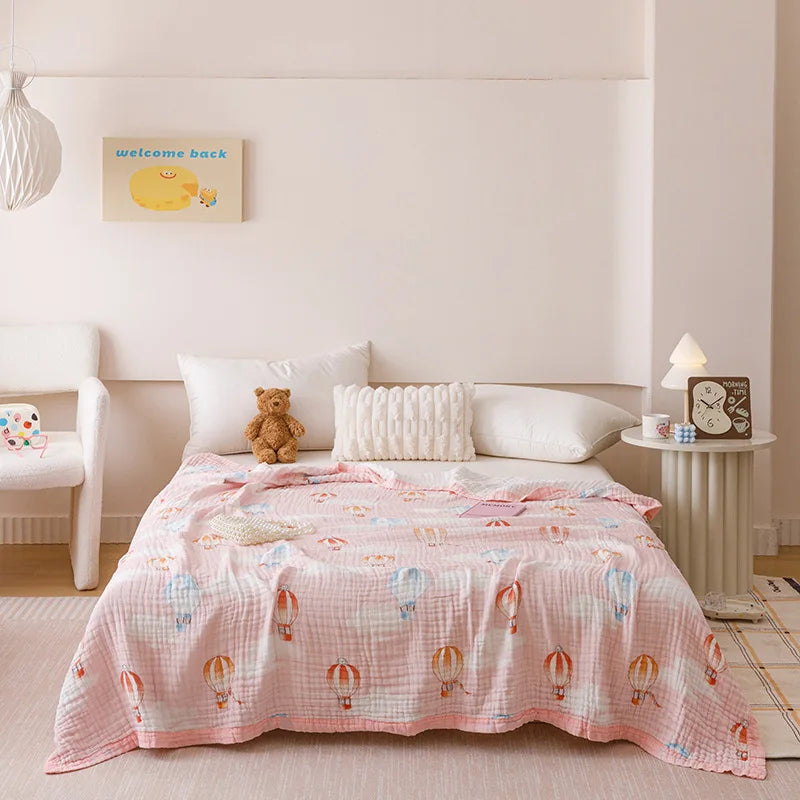 Afralia™ Six-Layer Cotton Towel Blanket: Bubble Gauze Bed Cover, Skin-Friendly, Summer Cool Quilt