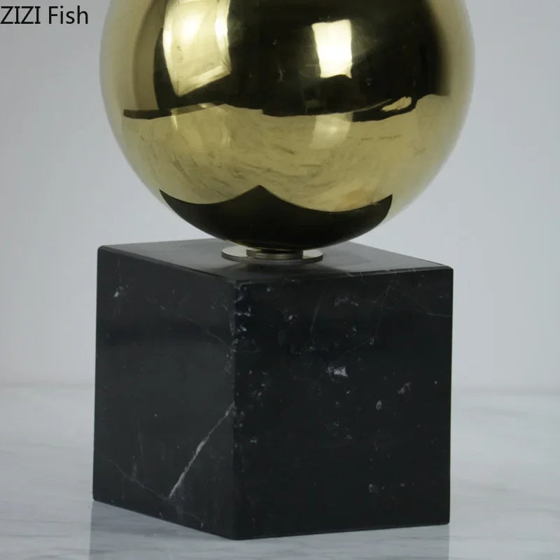 Afralia™ Golden Balls Geometric Metal Sculpture Room Desk Decoration Ornaments