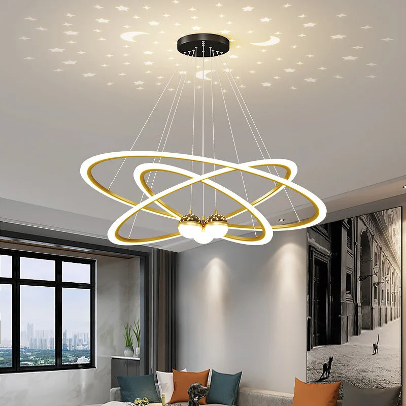 Afralia™ Modern Nordic Indoor LED Starry Sky Ceiling Chandelier