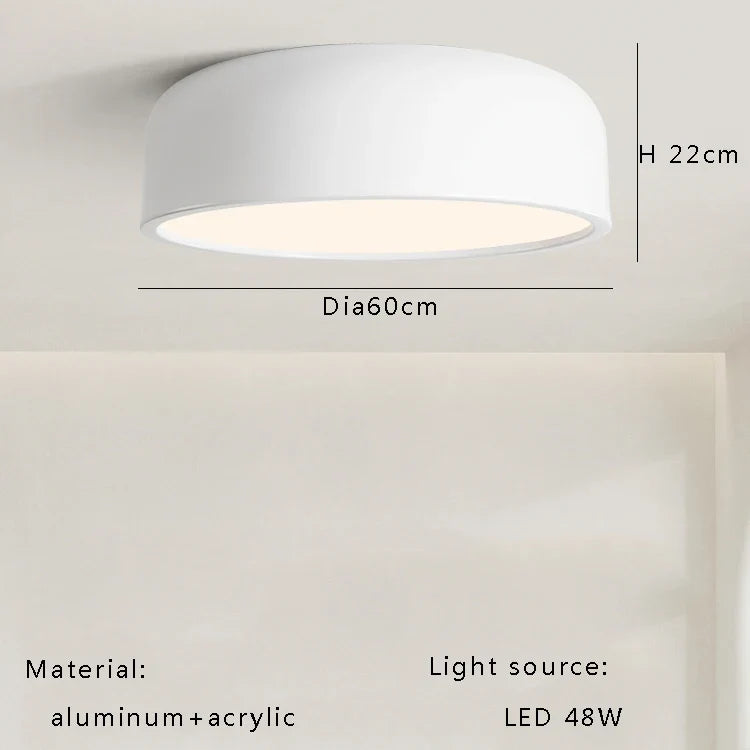 Afralia™ Italian Minimalist Round LED Ceiling Lamp Black White Bedroom Light