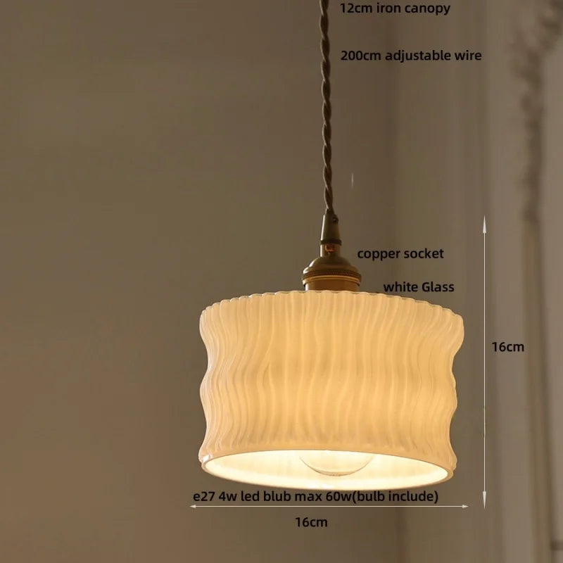 Afralia™ Amber Glass LED Pendant Light Fixture Modern Home Lighting Plafond Lamp