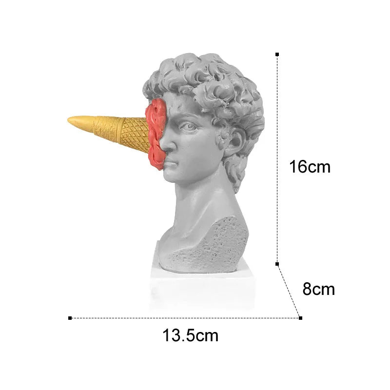 Afralia™ Ice Cream David Statue Myth Character Resin Ornament Desk Sculpture Home Decor